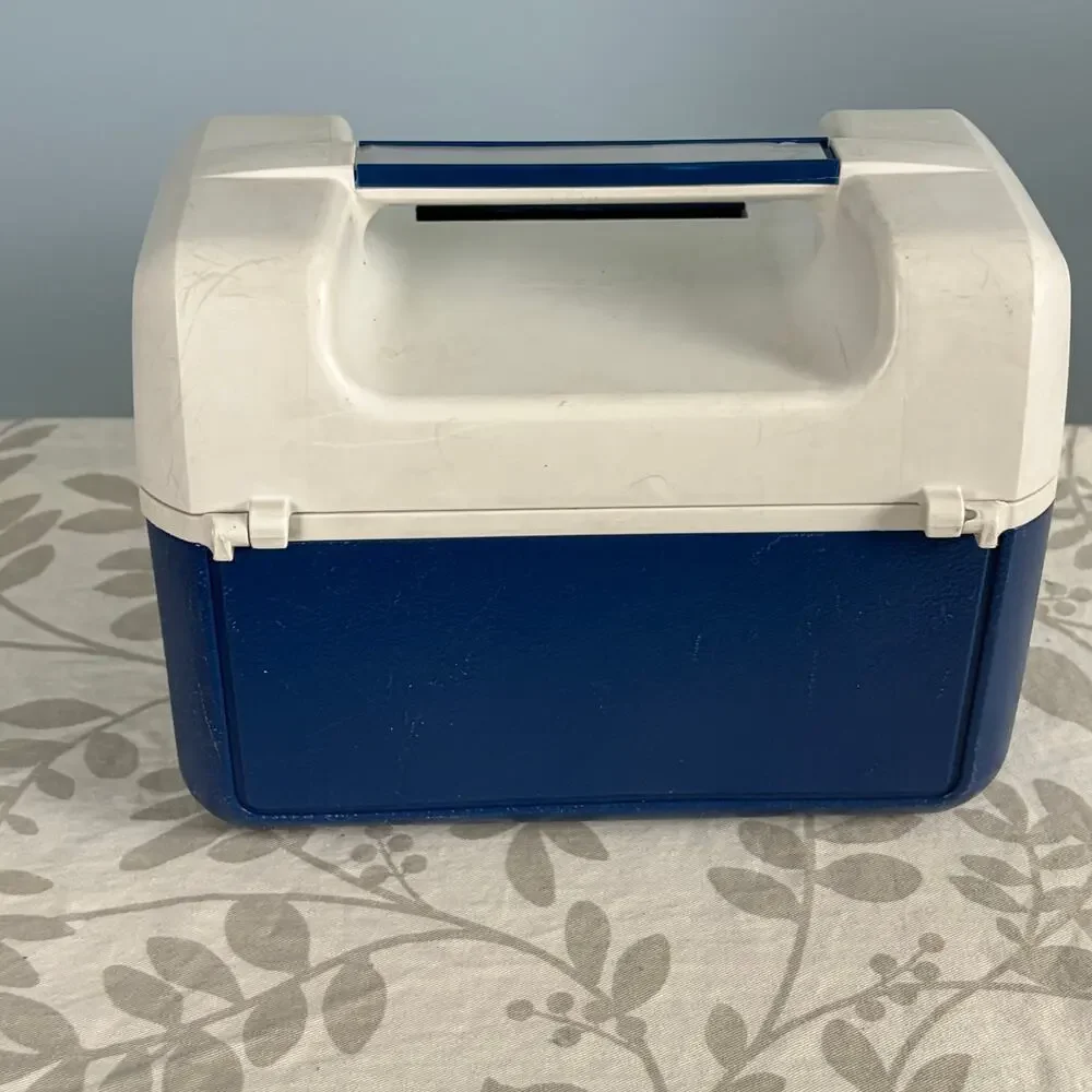 Vintage Coleman Insulated Lunch Box Cooler Blue White Model 903 USA